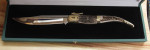 Muela Curro A Navaja Klappmesser Hirschhorngriff, Messing, helles Horn