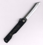 japanisches Higonokami Klappmesser mit schwarzem Griff und Schriftmotiv